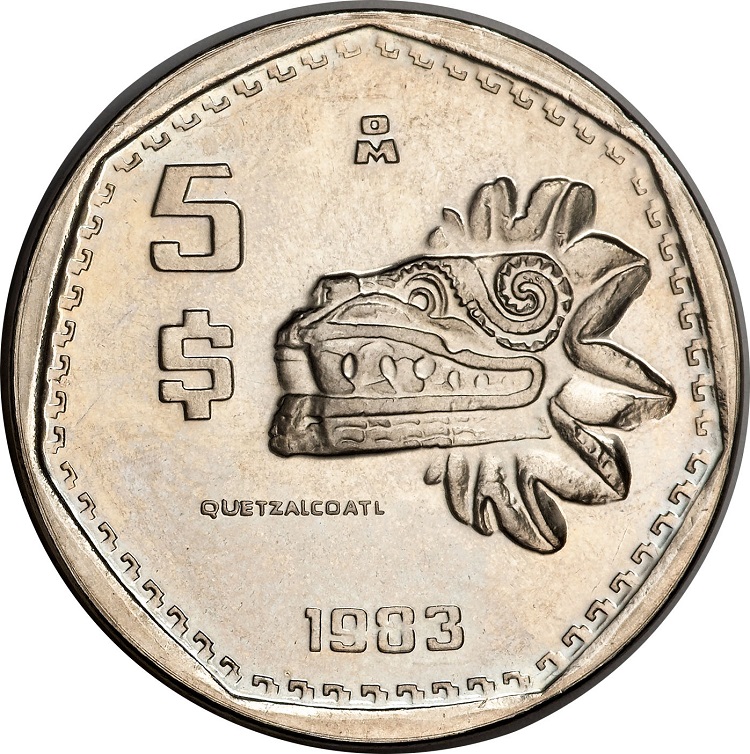 5 pesos quetzalcoatl